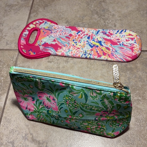 Lilly Pulitzer Coral Summer Beach Neoprene Wine Tote & Pouch Bag - Picture 13 of 13